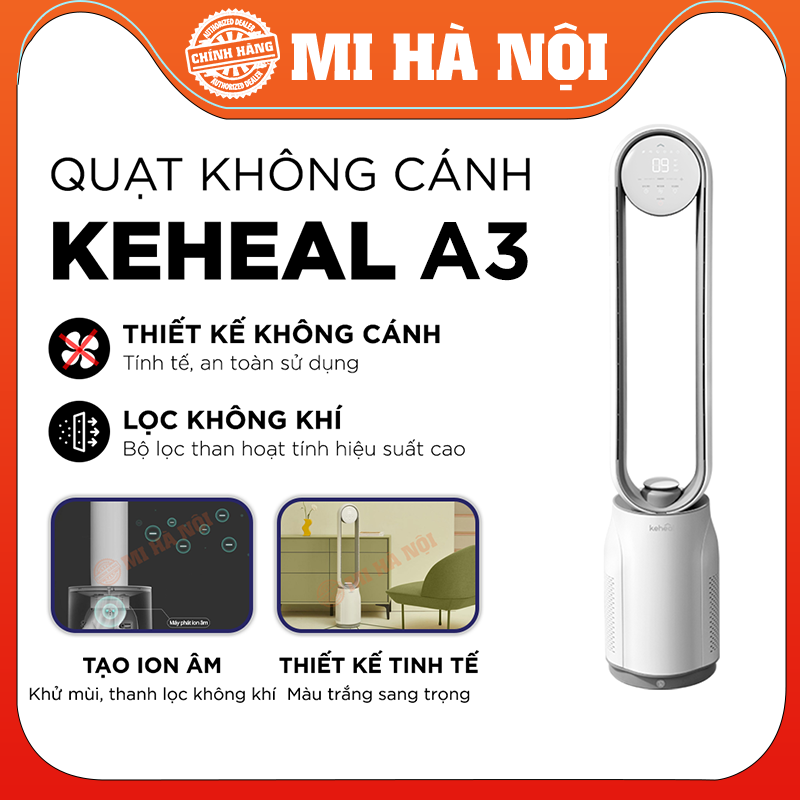 Quạt Không Cánh Tạo Ion Cao Cấp Xiaomi KEHEAL A4 / A3-Kiêm lọc không khí, 12 cấp độ gió, độ ồn thấp- Hàng chính hãng