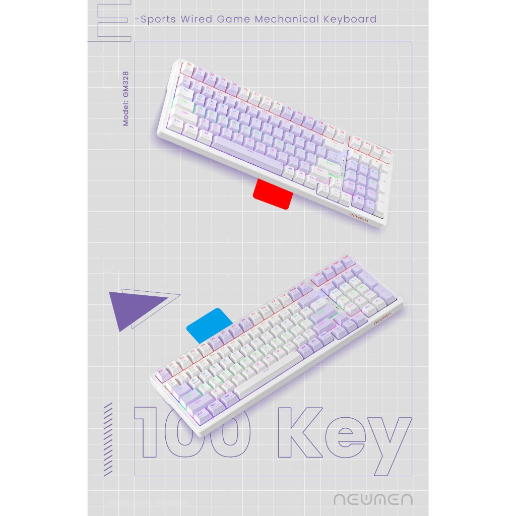 Bàn phím cơ có dây Gaming Newmen GM328, công nghệ keycap ép phun, chống mài mòn, bền, bảo hành 24 tháng - Hàng chính hãng