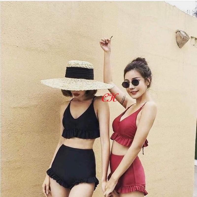 Sét bikini rua bèo áo dây có độn ngực COH588