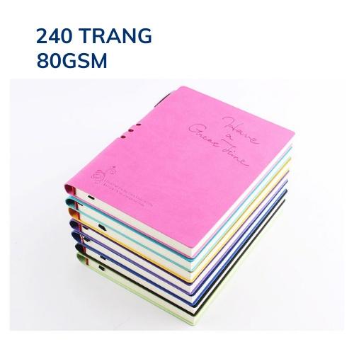 Sổ tay bìa da mềm A6 ghi chép tiện lợi có kèm bút A40877