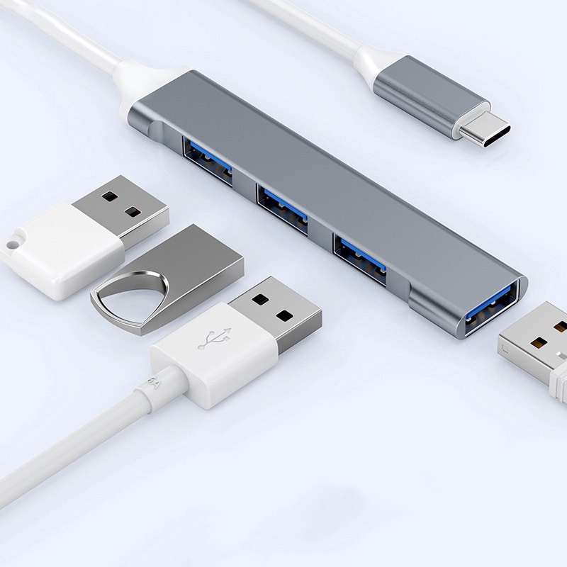 Bộ Chia Cổng Hub Type-C 4 Port ra USB 3.0 Chất Liệu Vỏ Nhôm Tốc Độ Truyền Tải Dữ Liệu Cao Hỗ Trợ Đa Nền Tảng