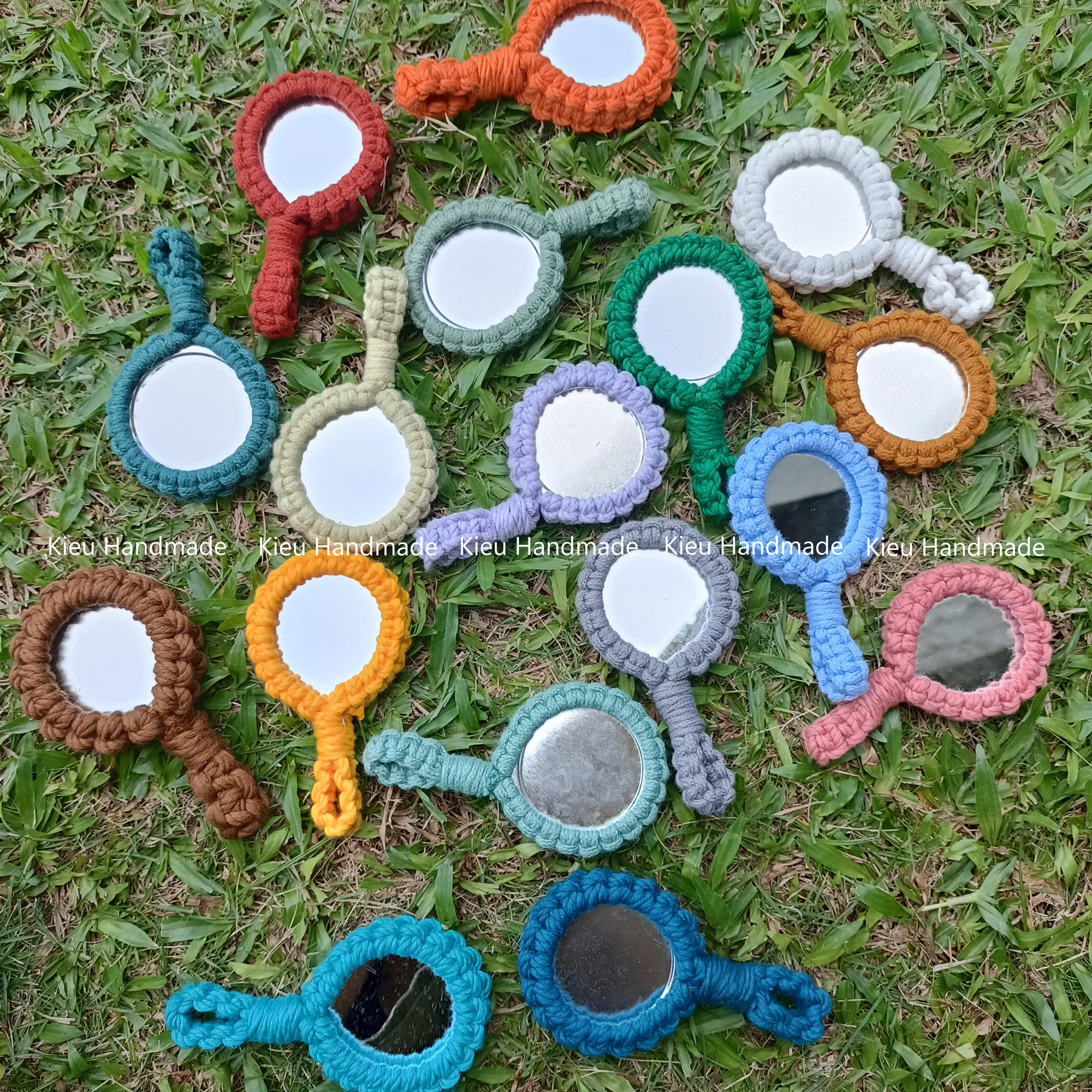 Gương macrame mini Cầm Tay Hình Tròn