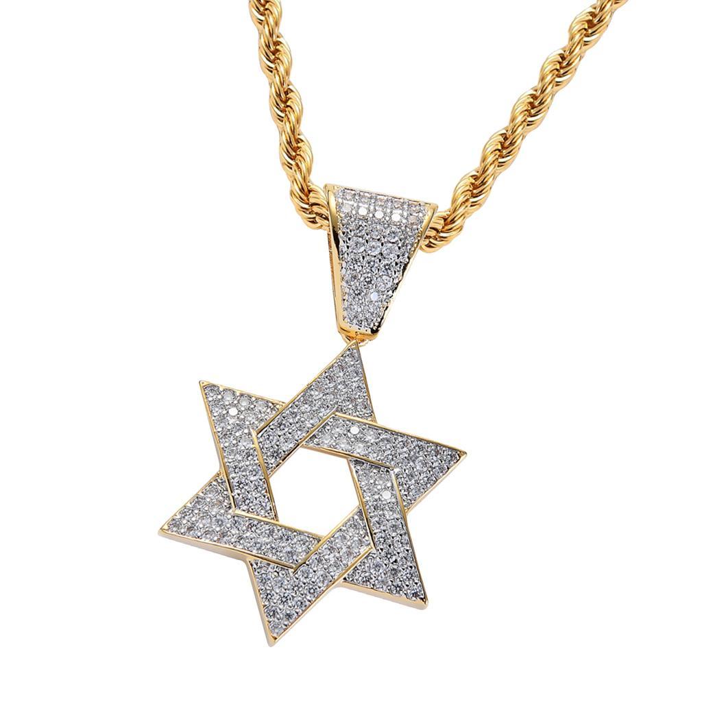 Star of  Necklace with Chain Men Women Amulet    Jewish
