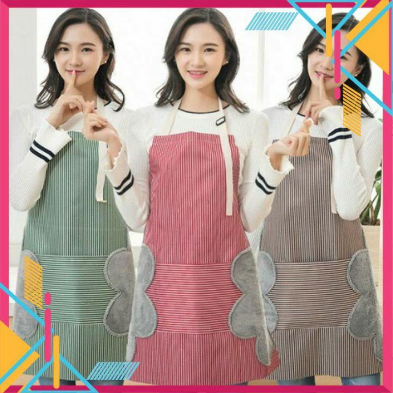 TẠP DỀTẠP DỀ NẤU ĂN HÌNH KẺ SỌC CHỐNG THẤM NƯỚC DẦU MỠ CÓ KHĂN LAU BÊN HÔNG TIỆN LỢI