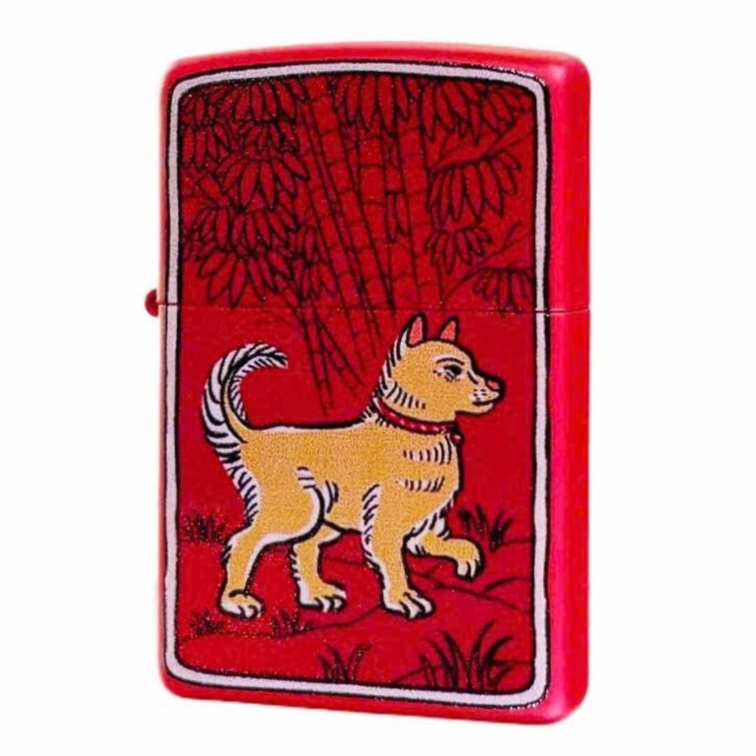 Bật lửa Zippo Year of the Dog - Phiên Bản 12 Con Giáp (Tuổi Tuất) Thiết Kế Việt Nam, Sơn Tĩnh Điện Đỏ May Mắn Chính Hãng