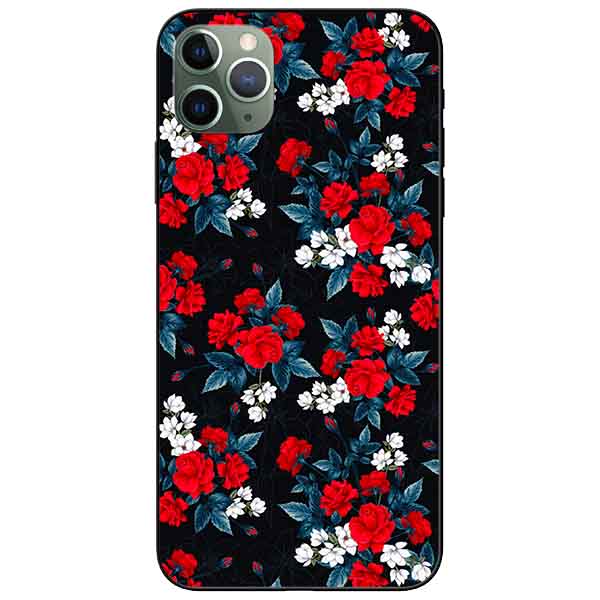 Ốp lưng in cho Iphone 11 Pro Mẫu Hồng Đỏ Nền Đen