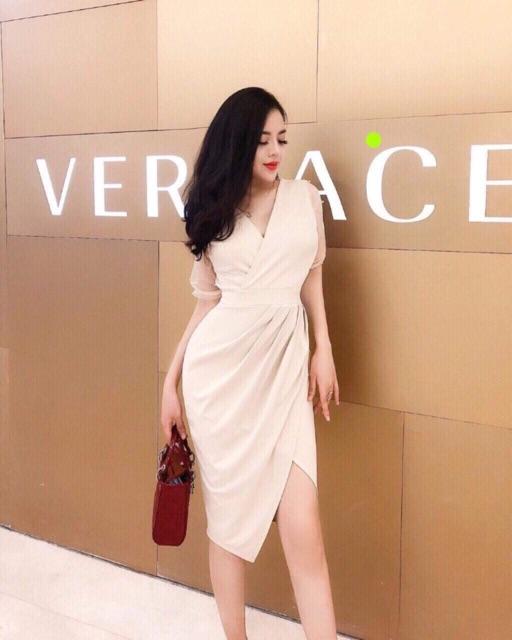 Đầm dự tiệc tay lưới đính cườm + Ảnh thật