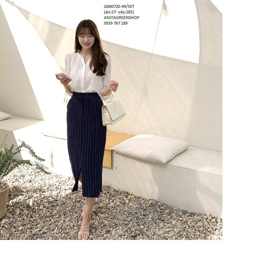 Q060720 SET ÁO SƠ MI PHỐI CHÂN VÁY CÔNG SỞ
