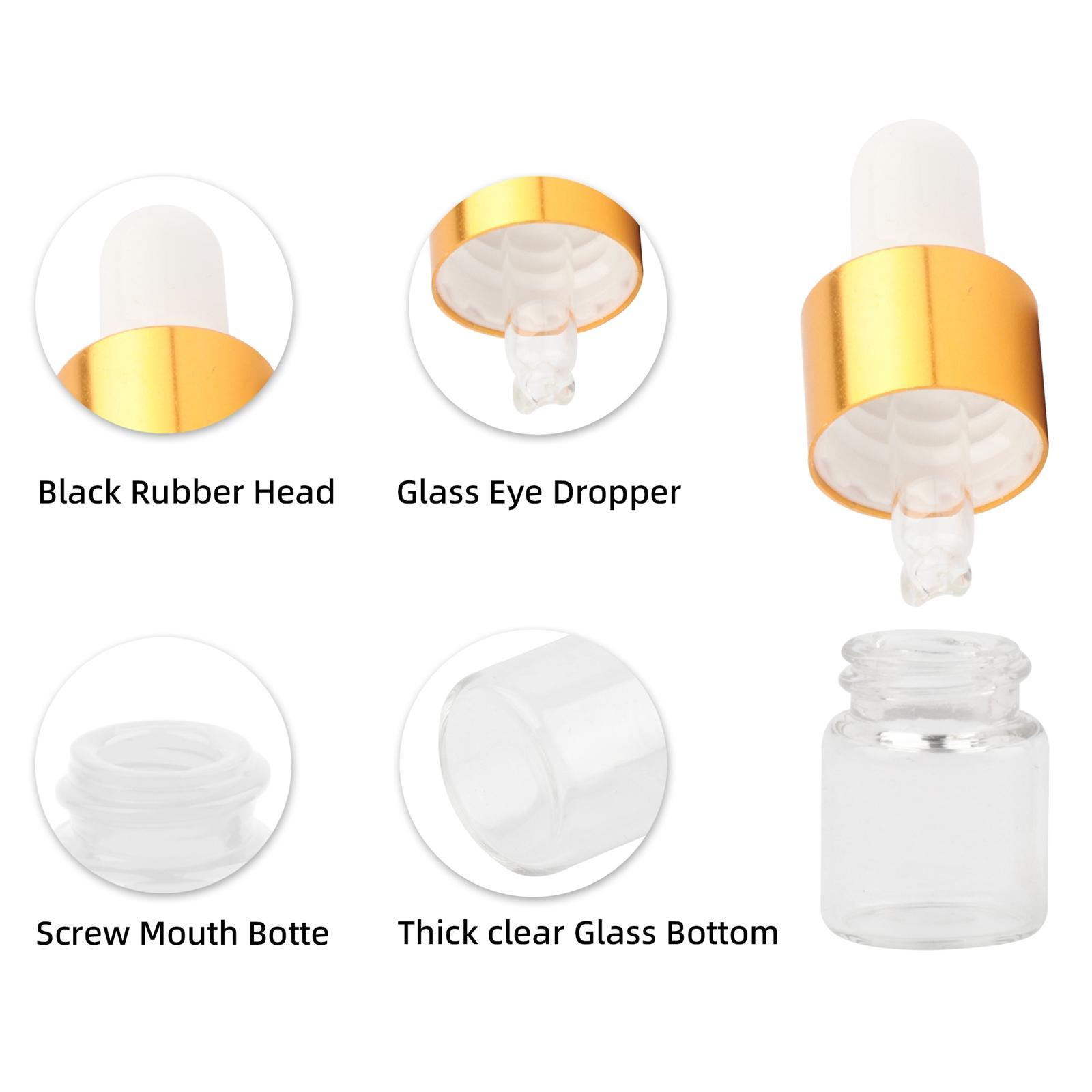 50x Portable Essential Oil Bottle Mini Dropper Bottles for Liquid Travel