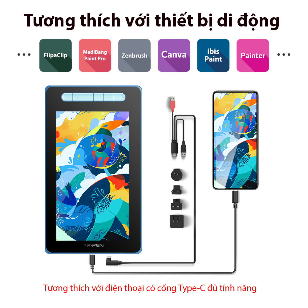 Bảng Vẽ Màn Hình XP-Pen Artist 10 Gen 2 Chip X3 Android 120% SRGB Cảm Ứng Nghiêng - Hàng Chính Hãng