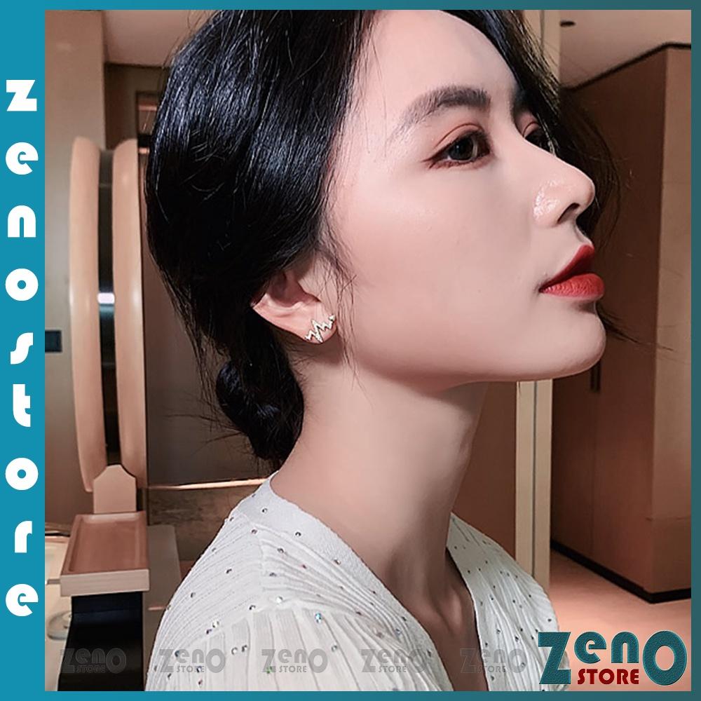 Khuyên tai Hàn Quốc bạc Ý tia sét tình yêu, bông tai bạc S925 trẻ trung KT07
