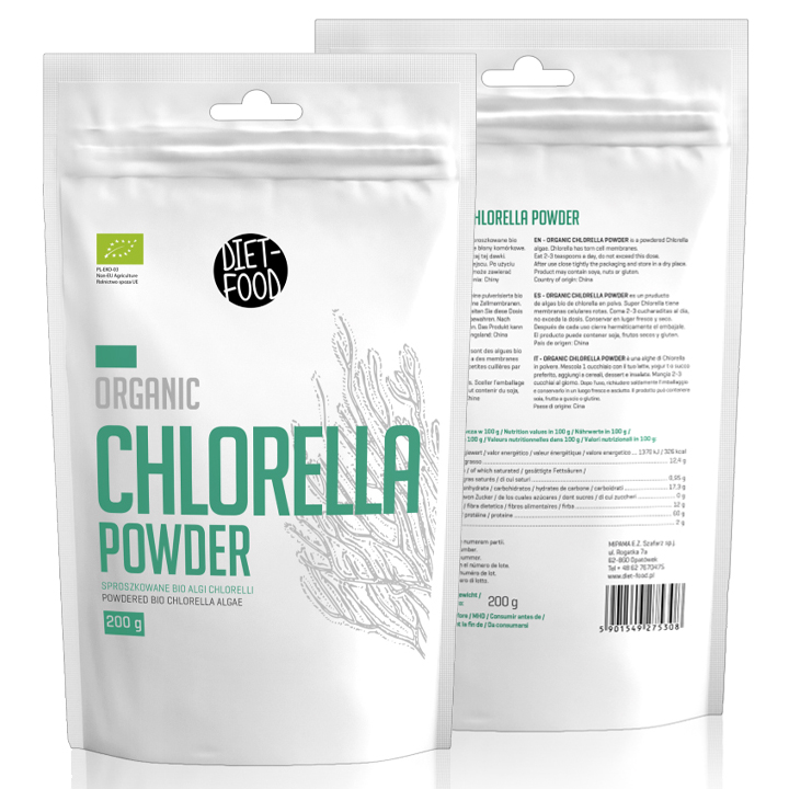 Bột tảo lục Chlorella hữu cơ Diet Food 200g Organic Chlorella Powder