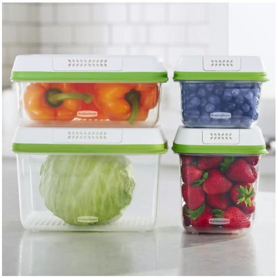 HỘP TRỮ RAU CỦ QUẢ TƯƠI LÂU - RAU THỞ Rubbermaid FreshWorks Food Storage Containers