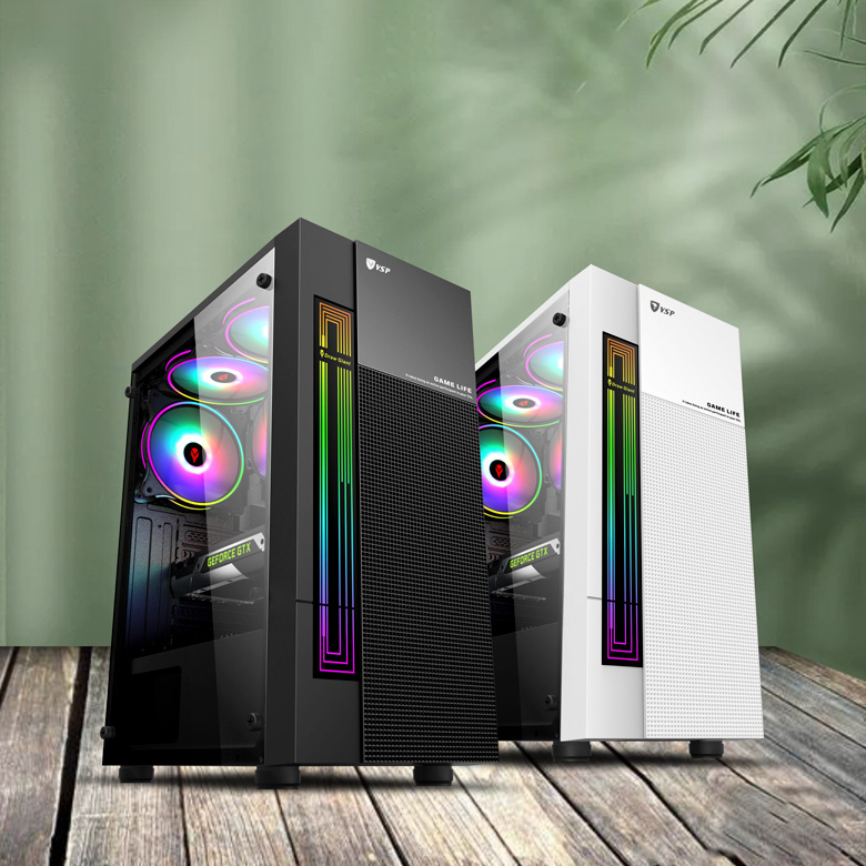 VỎ CASE MÁY TÍNH VSP KB08 CÓ SẴN LED RGB - ESPORT GAMING - HT - HÀNG CHÍNH HÃNG