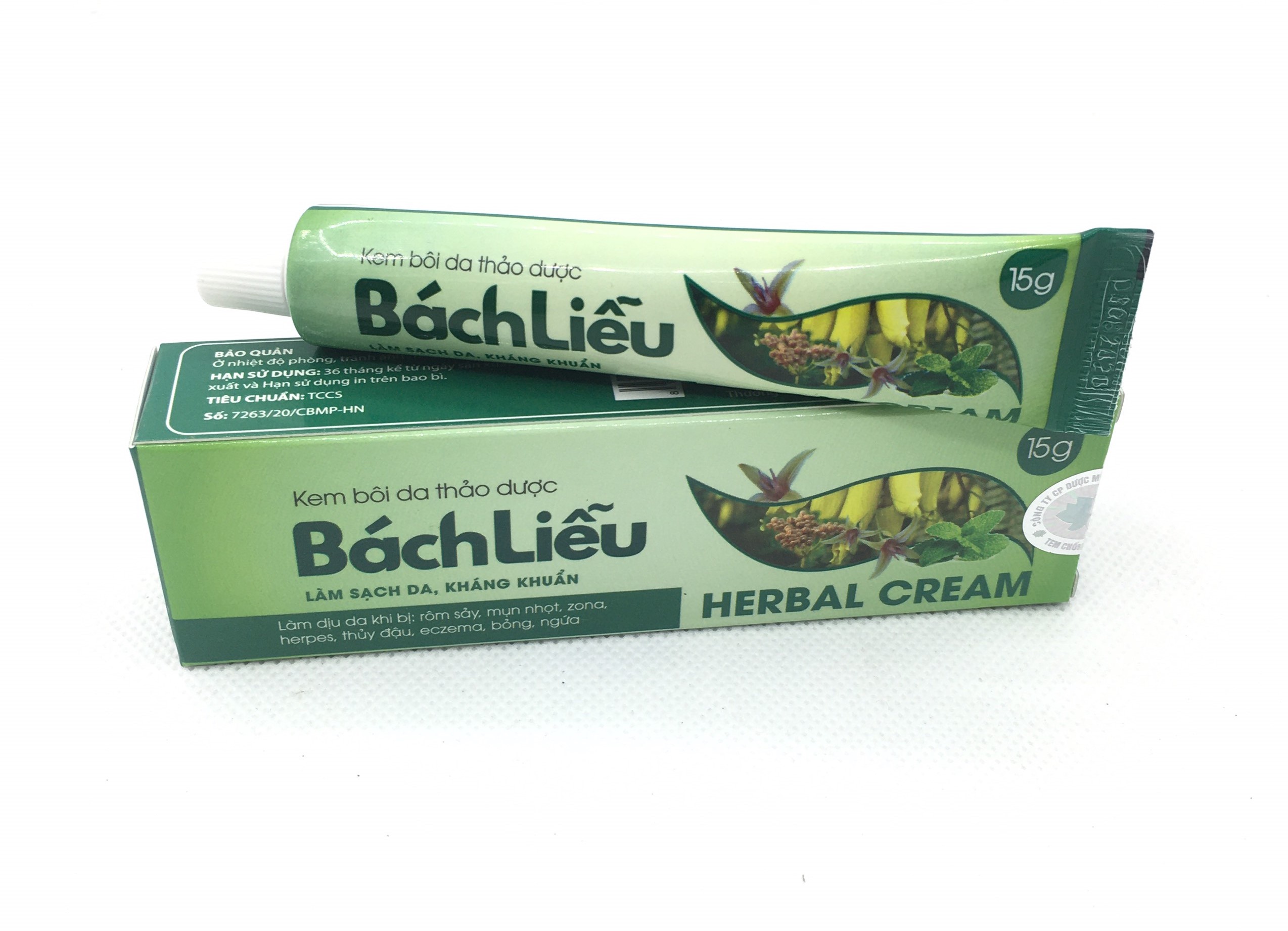 KEM BÔI DA THẢO DƯỢC BÁCH LIỄU HỘP 15G - HỖ TRỢ ĐIỀU TRỊ CÁC BỆNH DA LIỄU NHƯ VIÊM DA CƠ ĐỊA, HẮC LÀO, NẤM ĐẦU, ZONA, MỤN NHỌT, RÔM SẢY, CÔN TRÙNG ĐỐT, BỎNG, CÁC LOẠI DỊ ỨNG NGOÀI DA