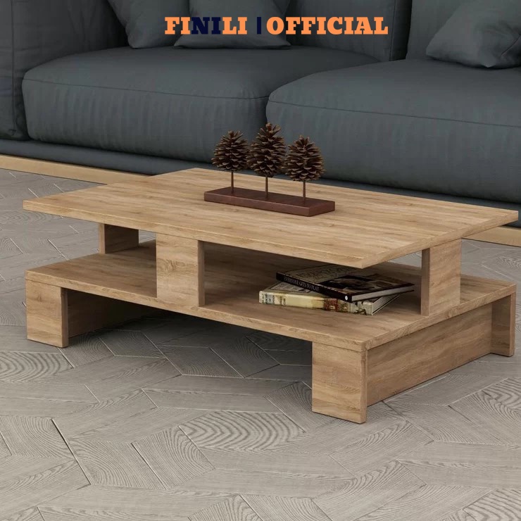 [FREESHIP TPHCM]Bàn trà sofa phòng khách 2 tầng FINILI dễ lắp đặt bàn sofa gỗ công nghiệp FNL019