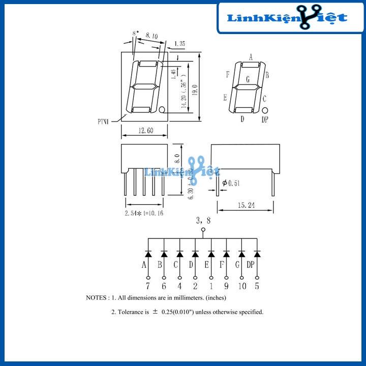 Led 7 Thanh Anot Chung 0,56Inch ( Sáng Đỏ )