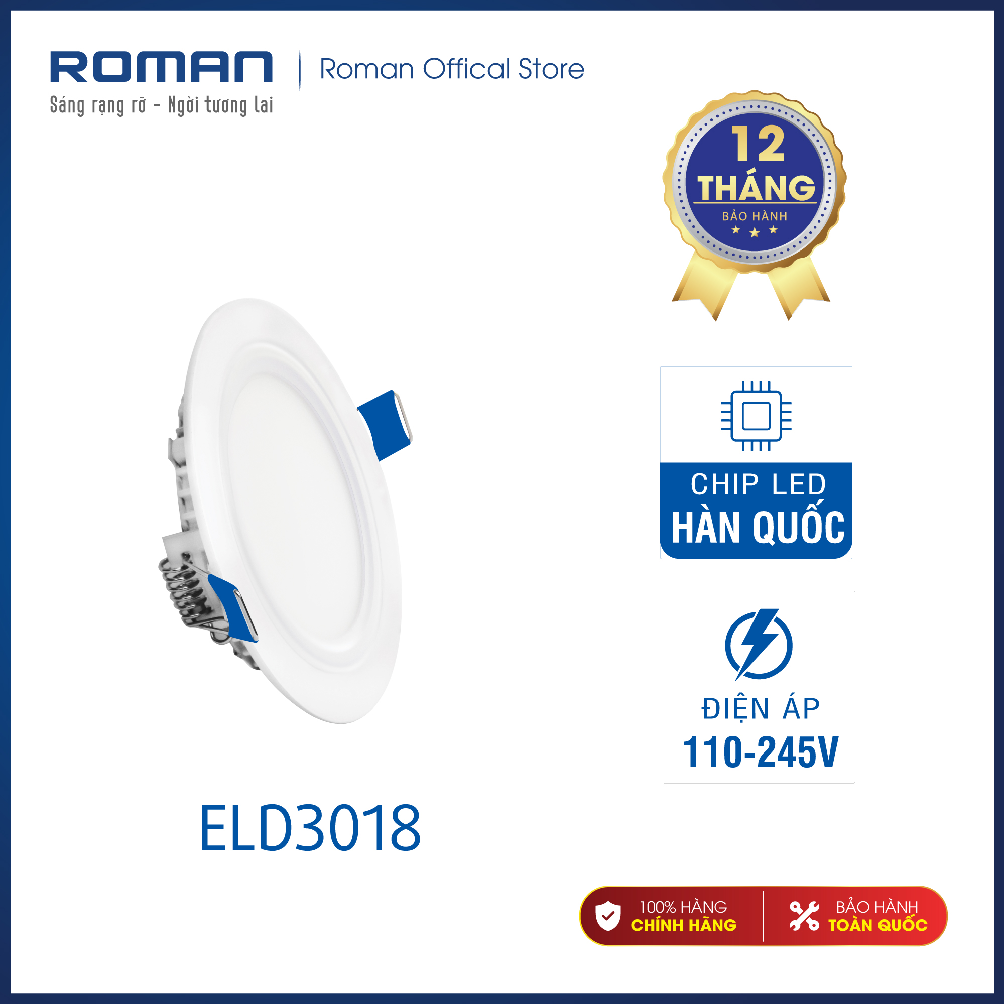 Đèn LED Downlight siêu mỏng nhôm 1 màu ánh sáng - Chip LED Osram cao cấp, Driver rời - Tuổi thọ >30.000 giờ