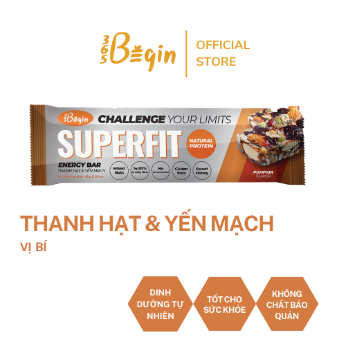 HỘP THANH NĂNG LƯỢNG HẠT & YẾN MẠCH SUPERFIT - VỊ BÍ ĐỎ - PUMPKIN