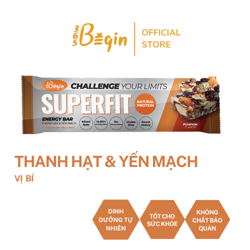 HỘP THANH NĂNG LƯỢNG HẠT &amp; YẾN MẠCH SUPERFIT - VỊ BÍ ĐỎ - PUMPKIN