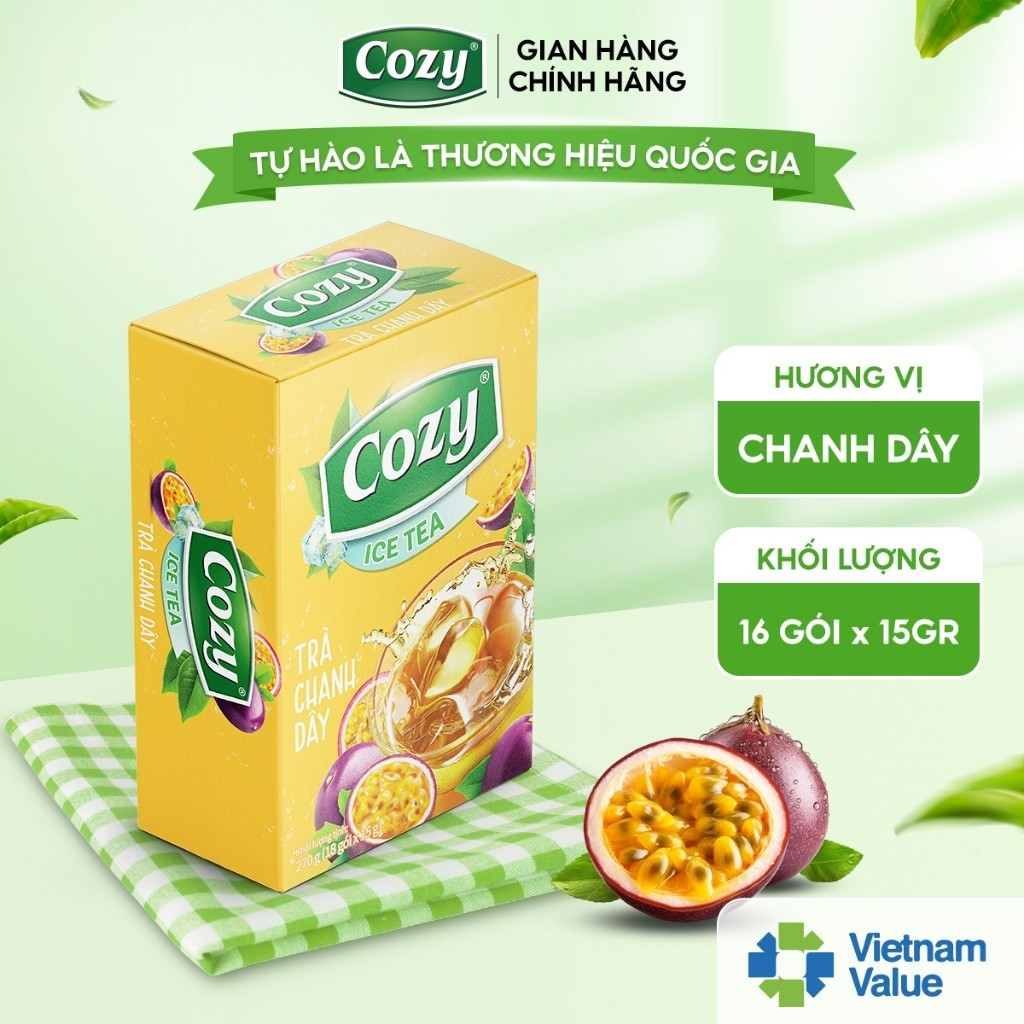 Cozy Icetea Chanh Leo 16 gói x 15g Hộp
