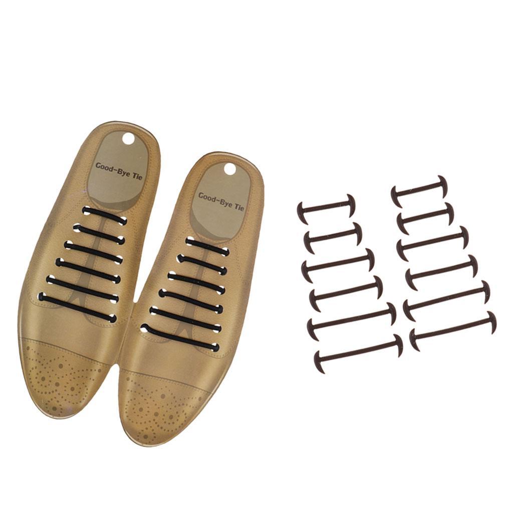 24 Pieces Adults Easy No Tie Shoelaces Elastic Silicone Round Shoe Laces