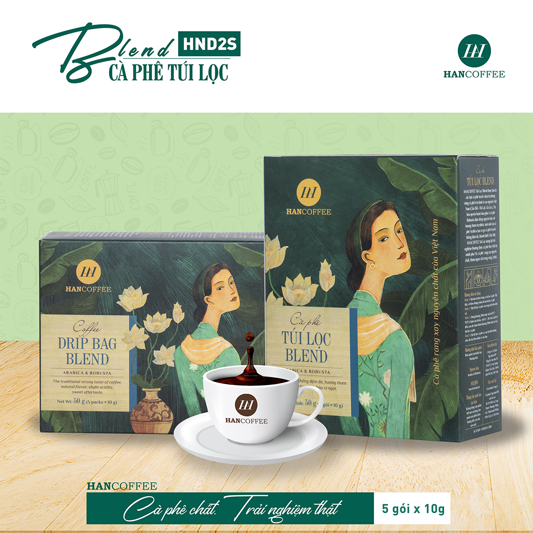 Cà Phê Túi Lọc Blend HANCOFFEE Đắng Nhẹ, Ngọt Sâu Hộp 5 gói - HND2S