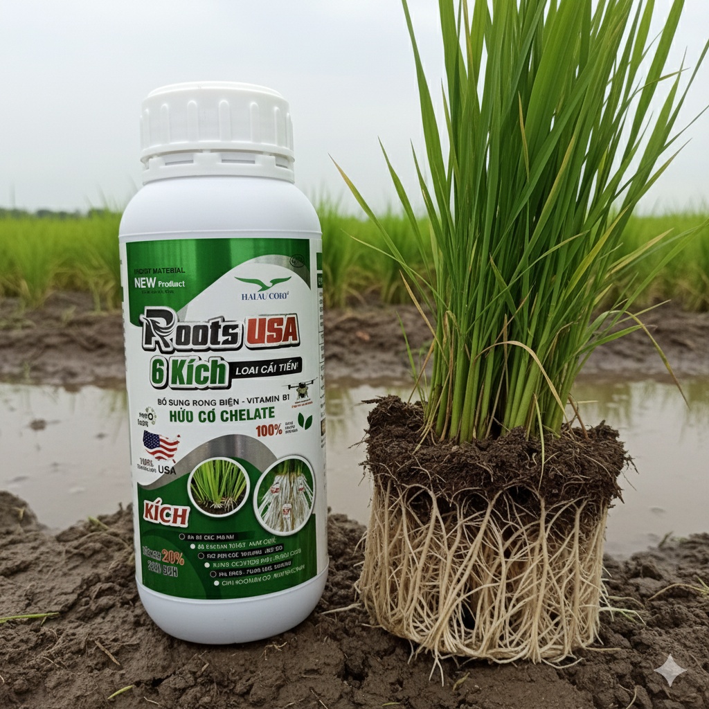 Phân bón lá Root USA 6 kích loại cả tiến, bổ sung rong biển, vitamin B1, hữu cơ chelate