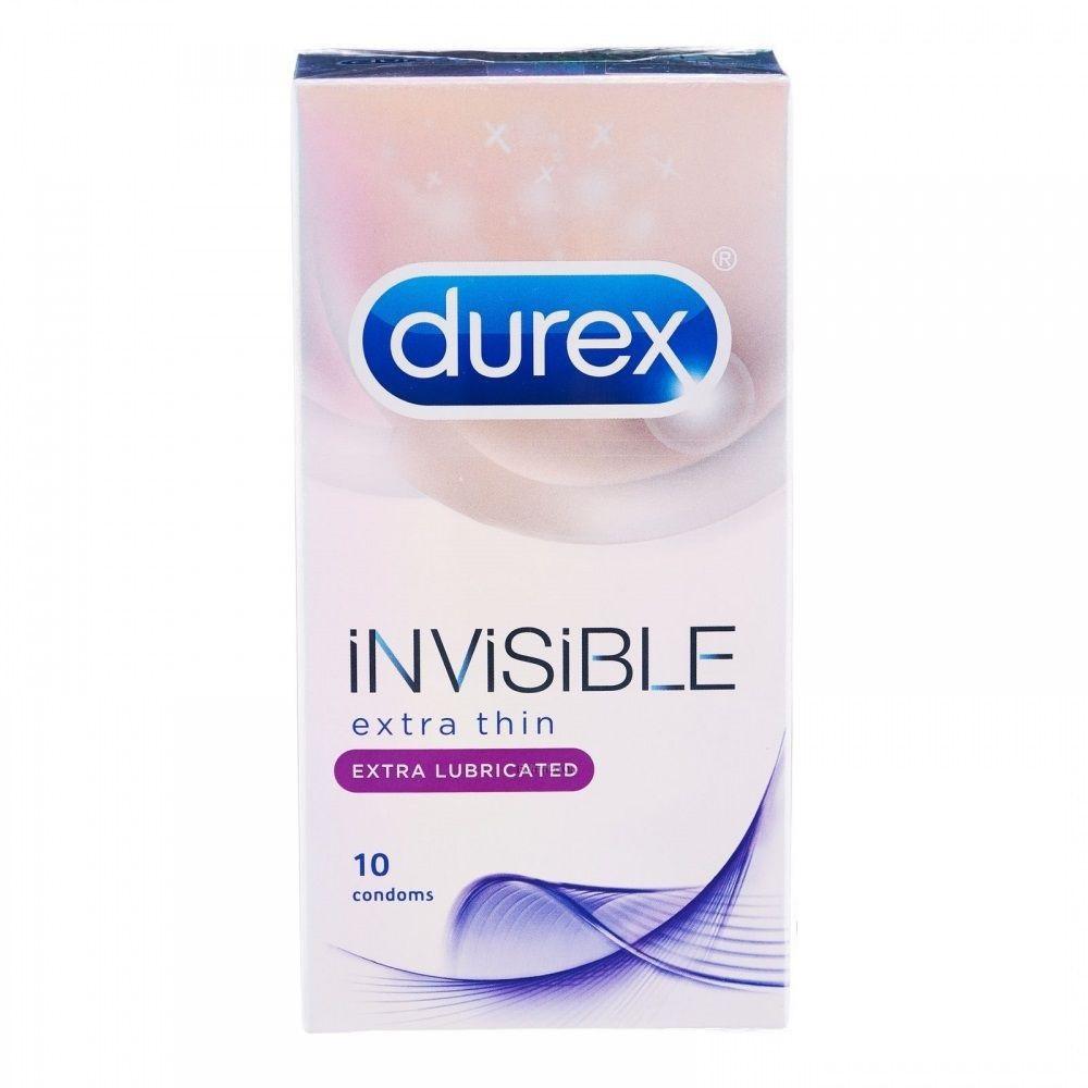 Bao Cao Su DUREX INVISIBLE EXTRA LUBRICANT - Siêu mỏng, cỡ vừa 52mm - Hộp 10c