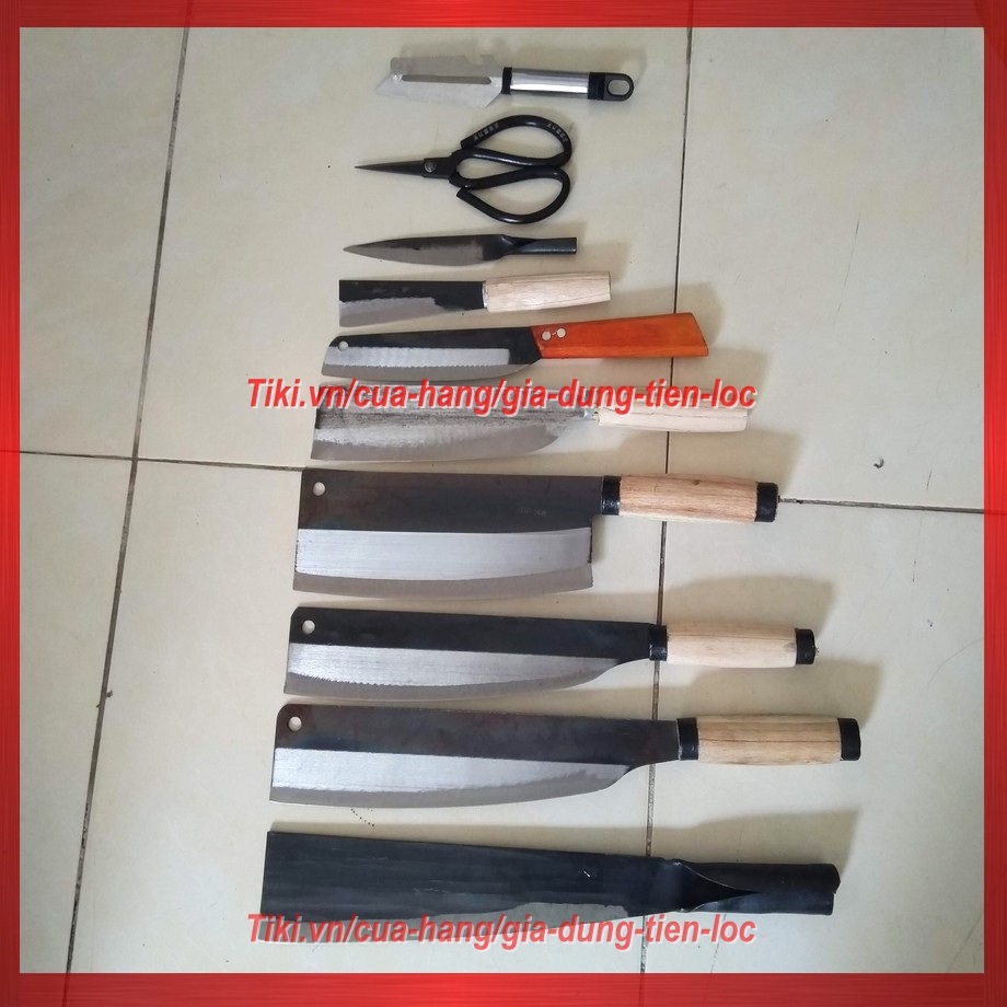 Bộ dao 10 món làm bếp dao tông cán thép