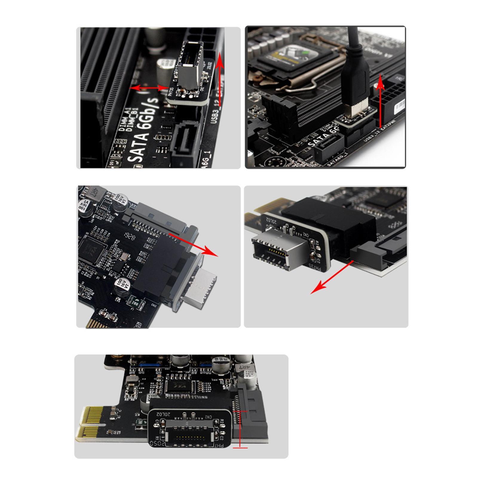 USB Front Panel Adapter, USB 3.1 Type E Key A to USB 3.0 20Pin Header Converter, Durable USB 3.1 3.2 Type -pin A Key Front Panel Adapter