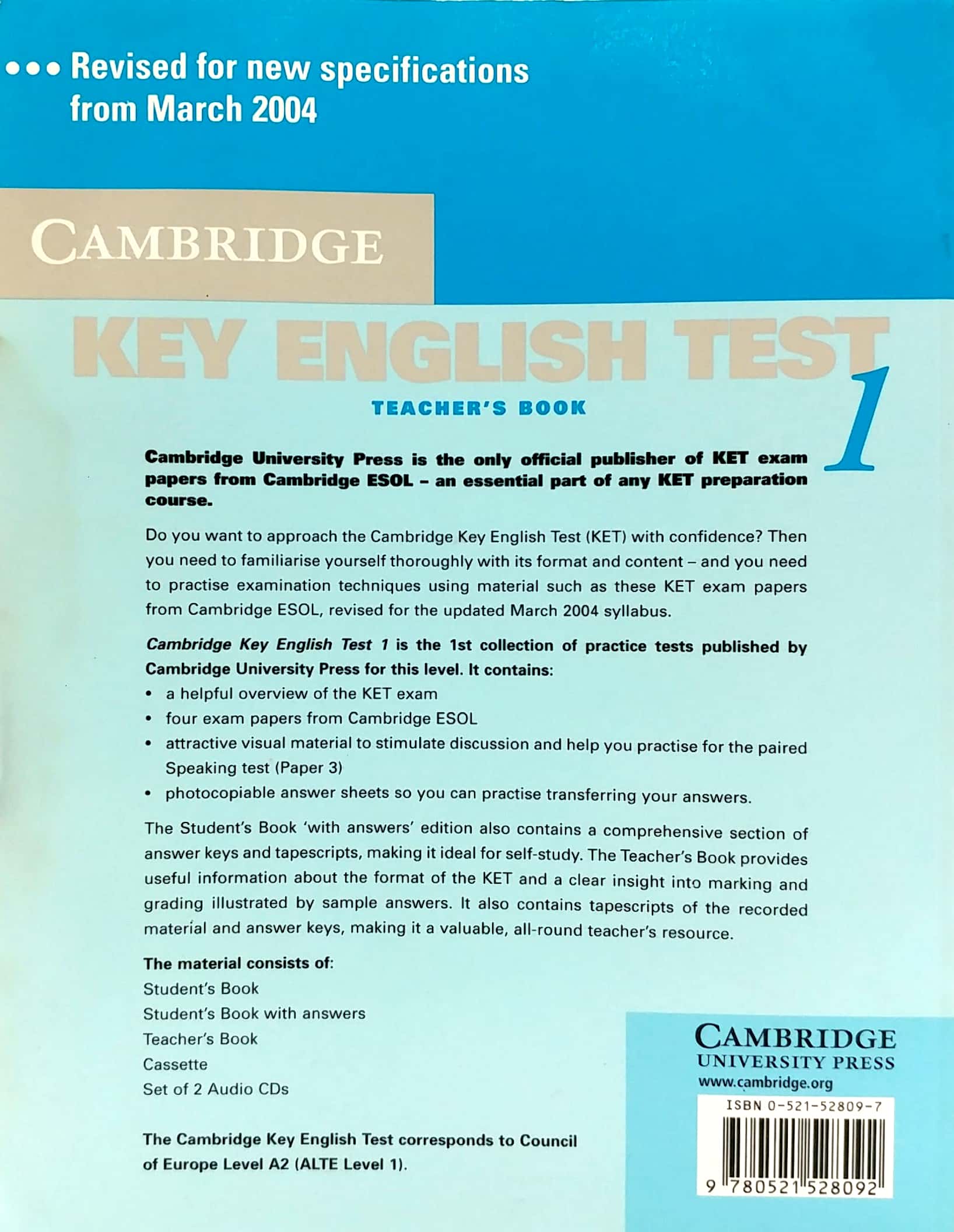 Cambridge Key English Test 1 Teacher's Book