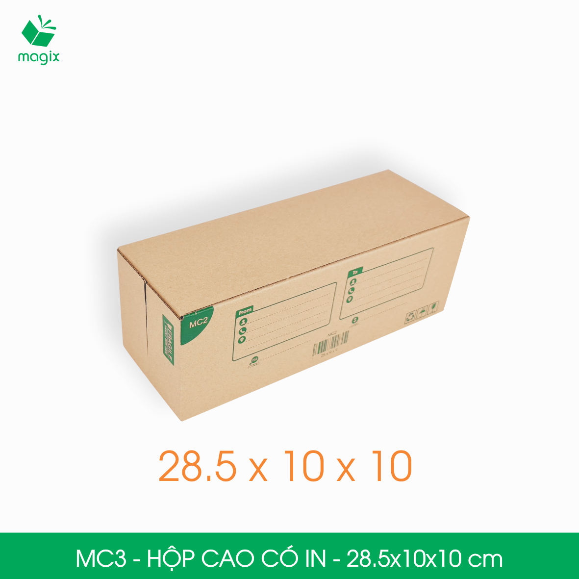 MC3 – 28.5x10x10 cm – 20 Thùng hộp carton đóng hàng