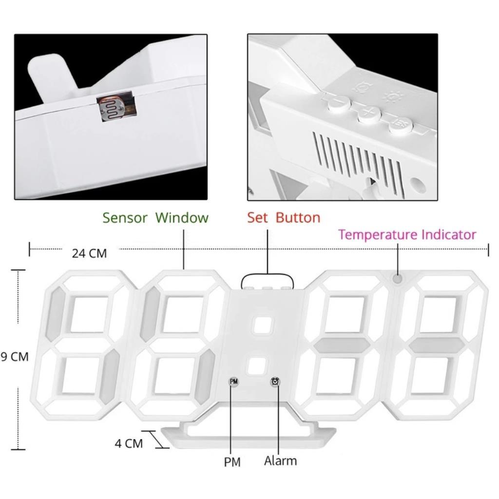 Đồng Hồ Kỹ Thuật Số LED Treo Tường Dùng Để Trang Trí