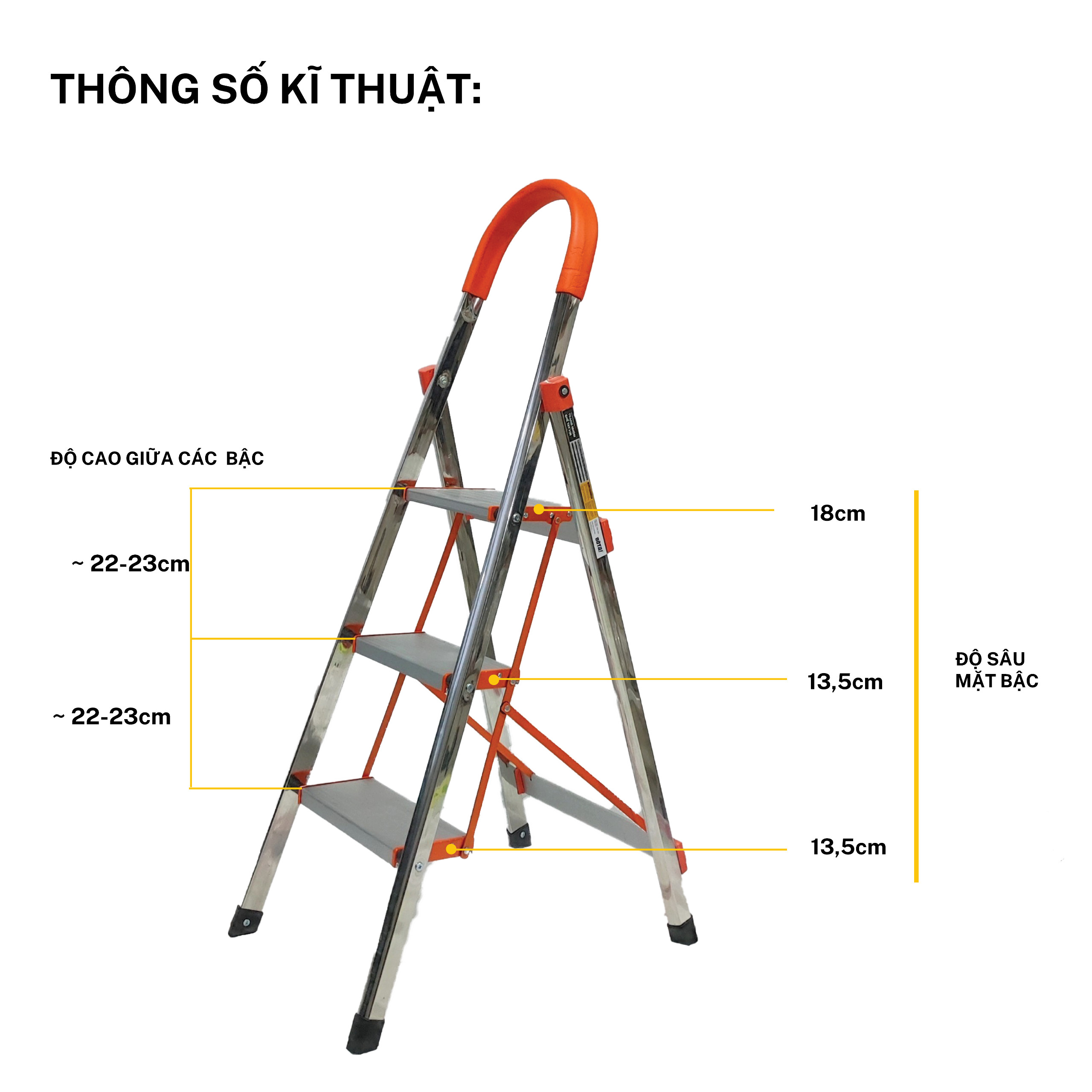 Thang Nhôm Ghế Tay Vịn DÔTA 3, 4, 5, 6, 7 Bậc