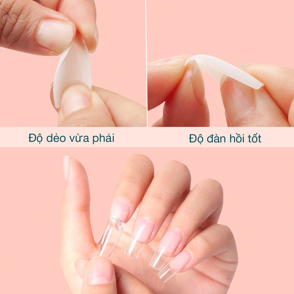 Móng úp HSM - Hộp 500 móng tay ốp phom chuẩn đẹp không cần dũa