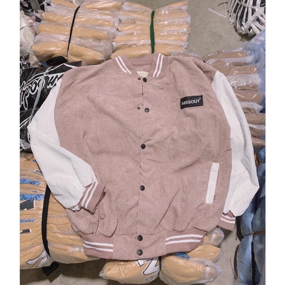 Áo khoác nam nữ - Bomber jacket  chất liệu nhung gân dày dặn form rộng rãi MISSOUT
