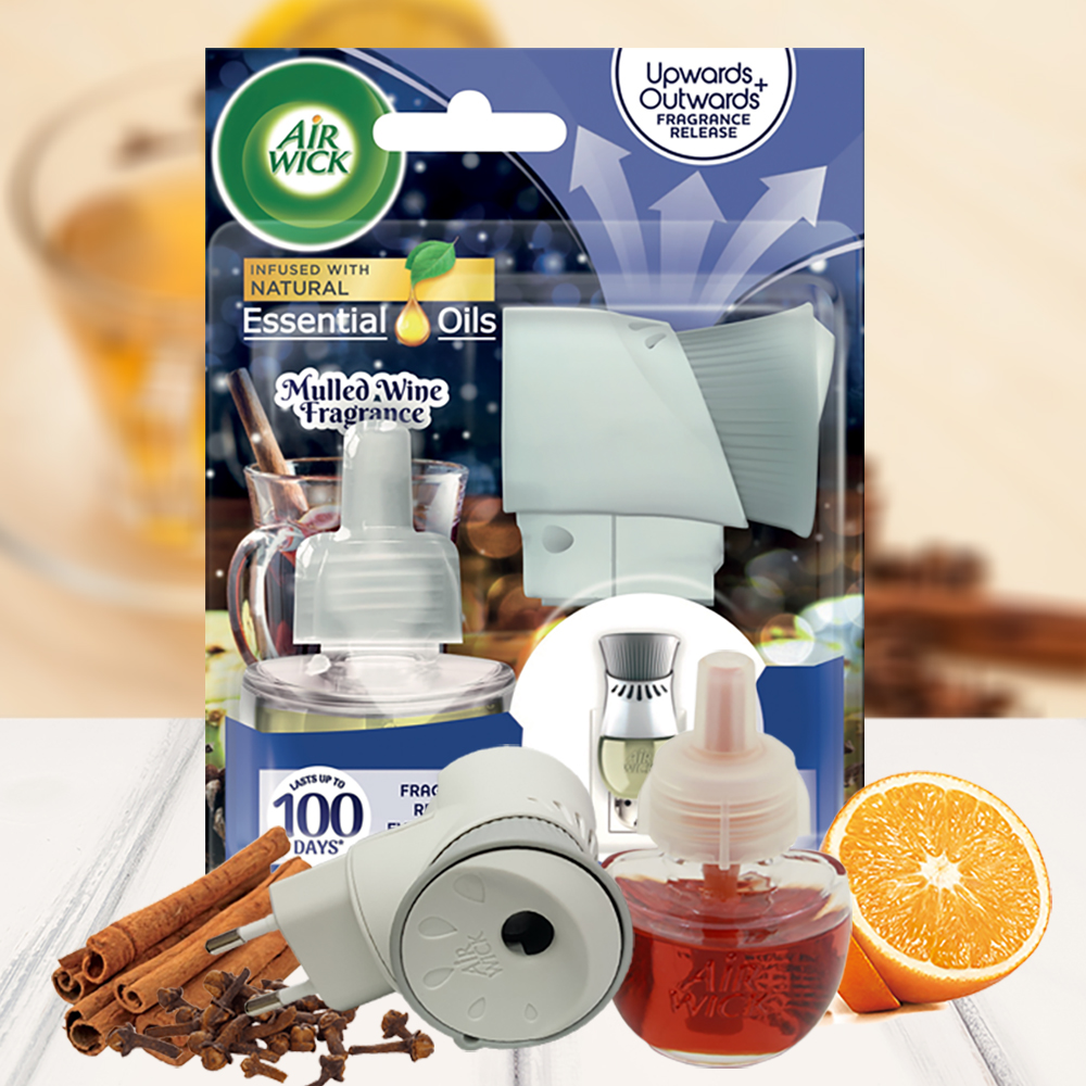 Bộ Tinh Dầu Cắm Điện Air Wick AWK2779 Orange &amp; Cinnamon 19ml (Hương cam, quế), sử dụng điện 220V