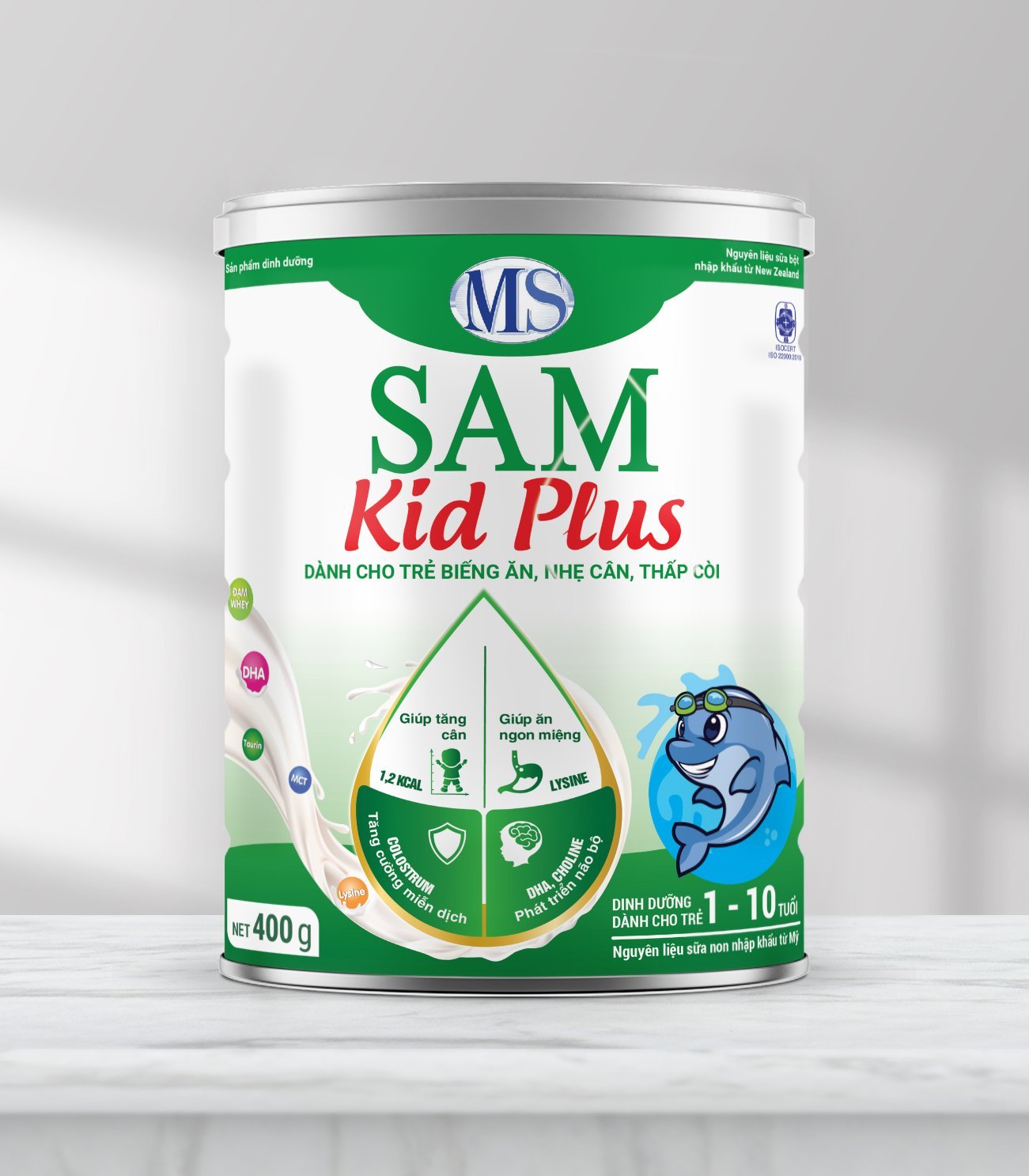 Sữa bột SAM KID PLUS - dinh dưỡng cho trẻ biếng ăn, nhẹ cân, thấp còi