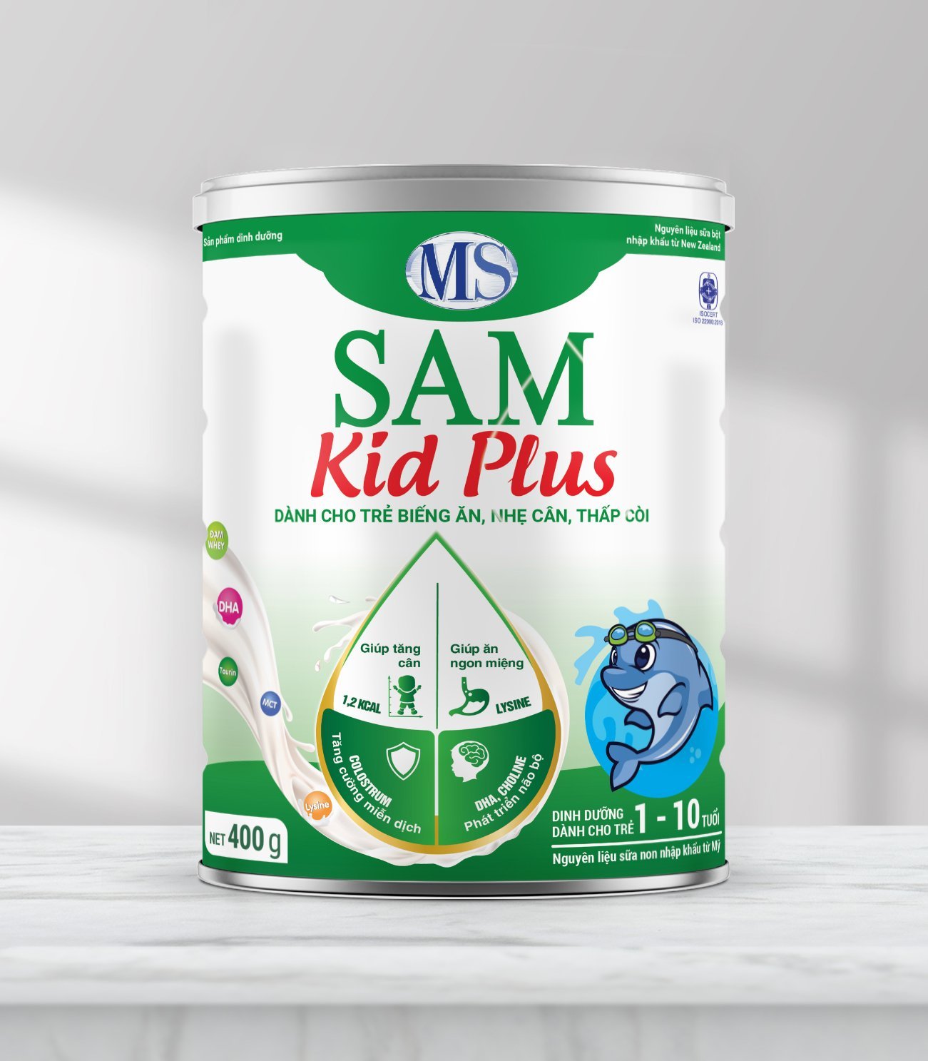 Sữa bột SAM KID PLUS - dinh dưỡng cho trẻ biếng ăn, nhẹ cân, thấp còi ( từ 1 - 10 tuổi )