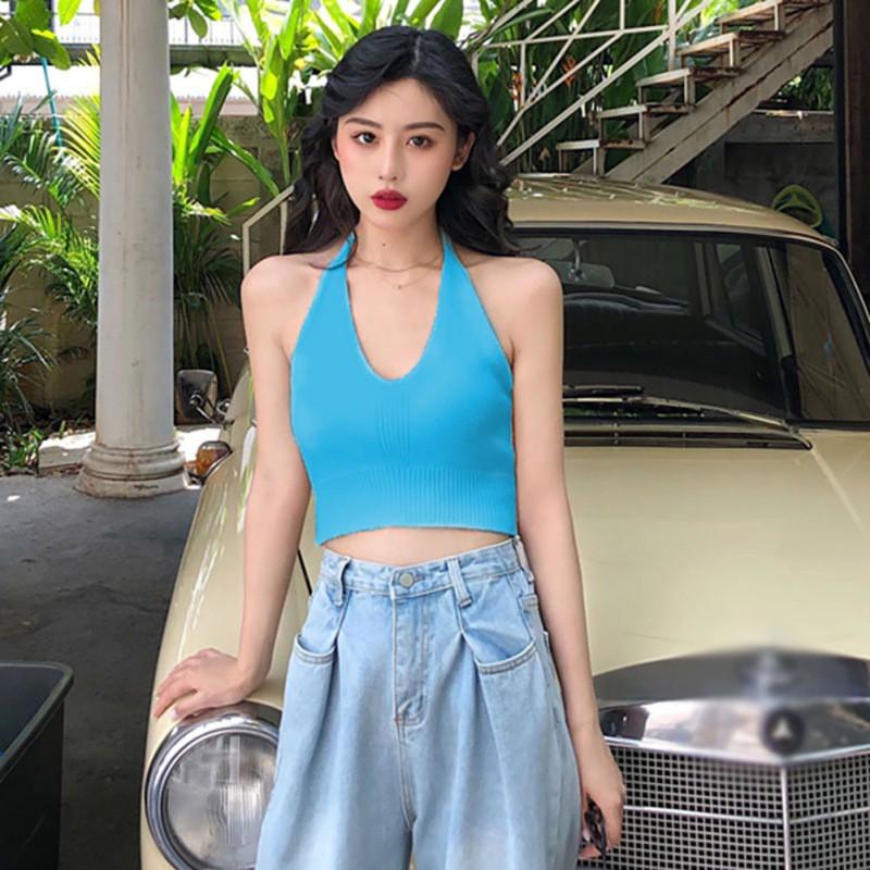 Áo cổ yếm dáng ngắn thời trang cho nữ