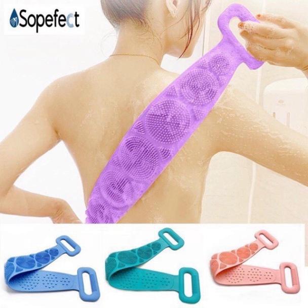 Chà Lưng Khi Tắm, Dụng Cụ Dây Chà Lưng Khi Tắm Silicon 2 Mặt, Giúp Kỳ Cọ Massage Tẩy Da Chết Khi Tắm, Siêu Tiện Dụng