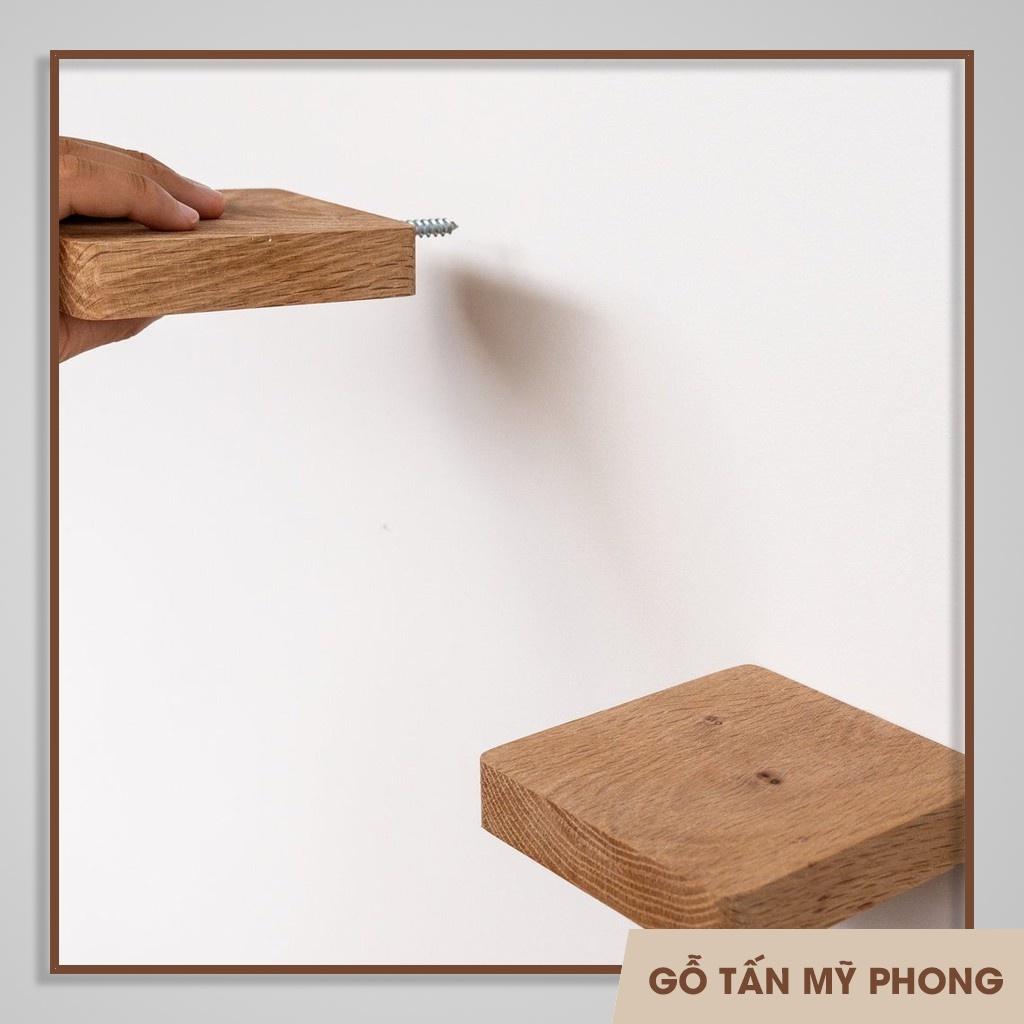 Kệ gỗ tự nhiên vuông giấu chân gắn tường kích thước 15x15cm