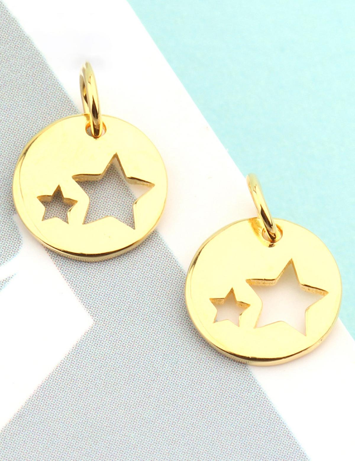 Combo 2 cái charm bạc tròn 2 ngôi sao treo - Ngọc Quý Gemstones
