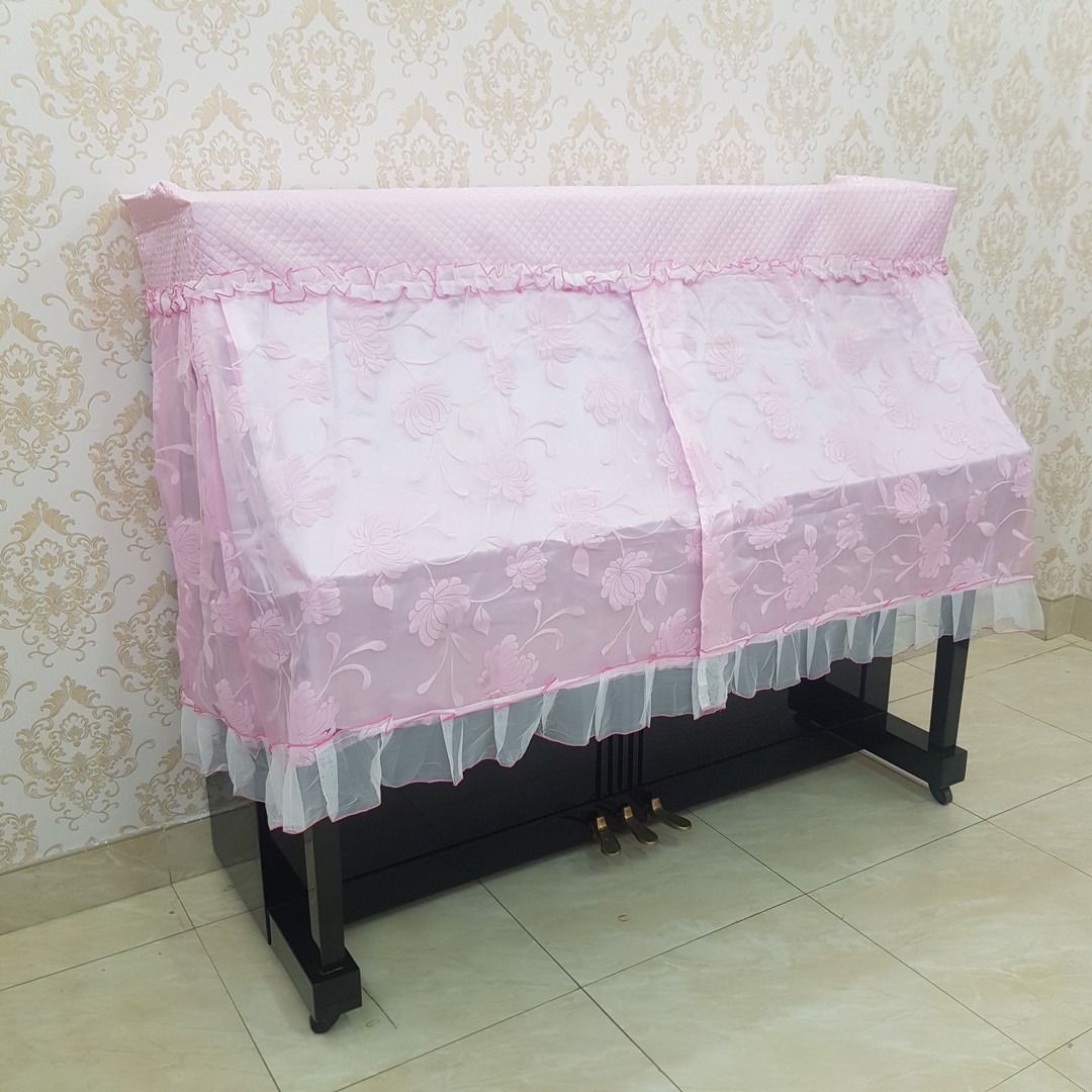 Khăn phủ đàn Piano mẫu lửng hồng danh cho đàn size nhỏ gọn U1