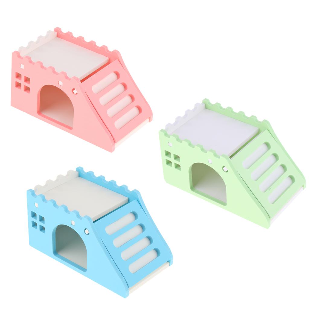 Hamster Hideout House Wood Living Hut Exercise Funny Nest Toy for Rat pink