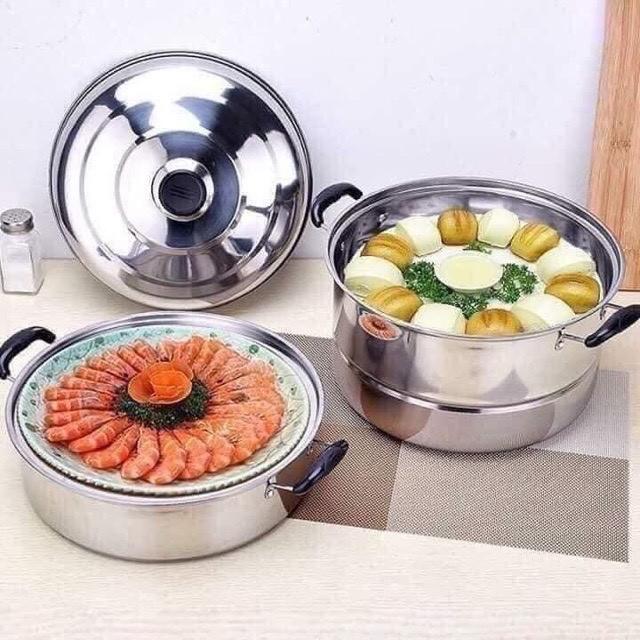 Nồi Hấp Inox Đa Năng 3 TẦNG 28CM Dùng Cho Cả Bếp Từ Và Bếp Ga