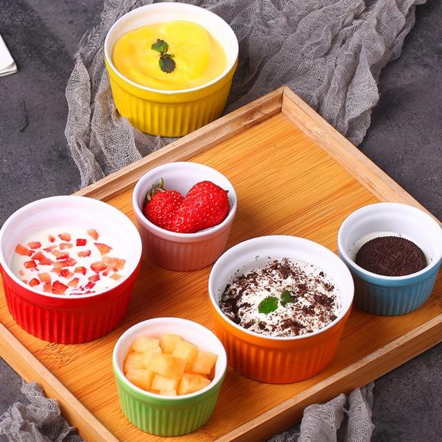 Ramekin cỡ to, khuôn flan màu sắc, khuôn caramen, bát ăn dặm cho bé