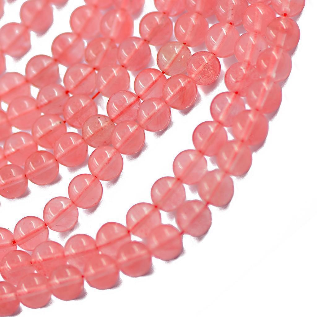 8mm Red Watermelon Cherry Quartz Round Gemstone Loose Beads Strand 15 Inch