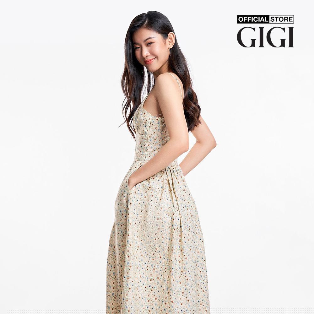 GIGI - Đầm hai dây midi cổ V dáng xòe thời trang G2102D233191